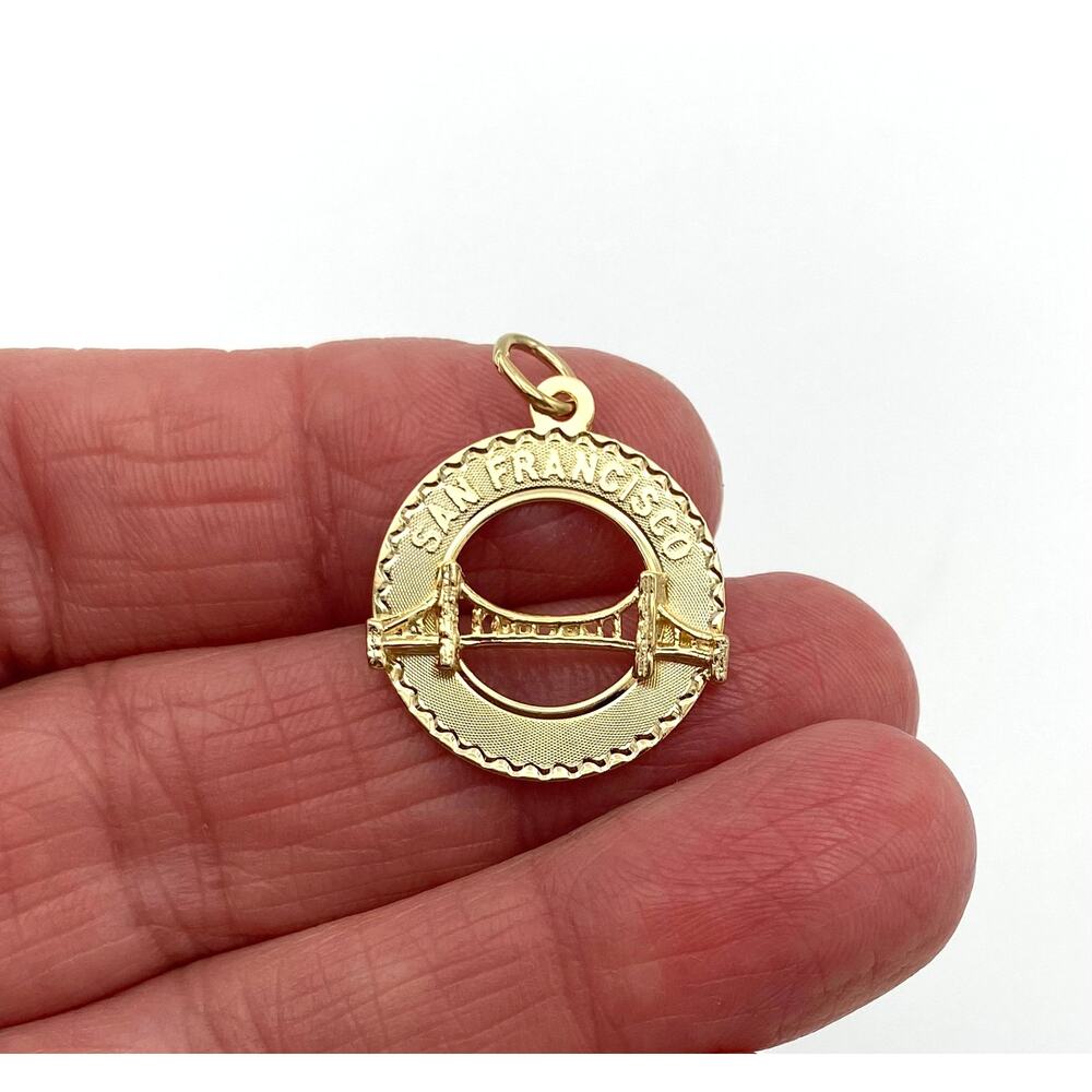 Vintage CREA 12K Gold Filled San Francisco Golden Gate Bridge Charm Pendant 3/4"